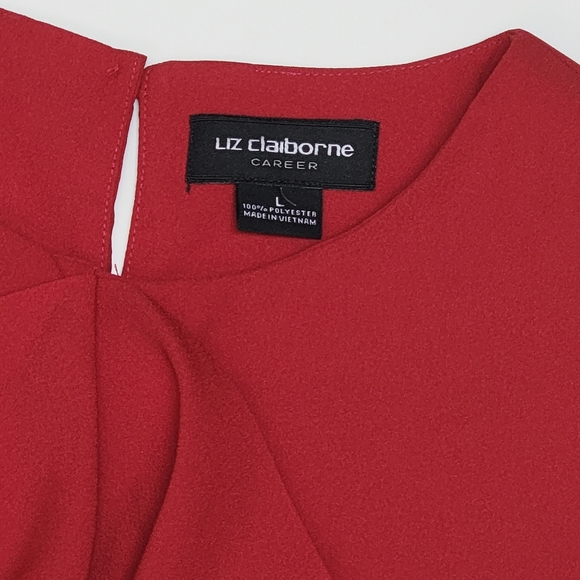 Liz Claiborne Sleeveless Waterfall Front Ruffle Blouse | Large | Red Top - Picture 6 of 9